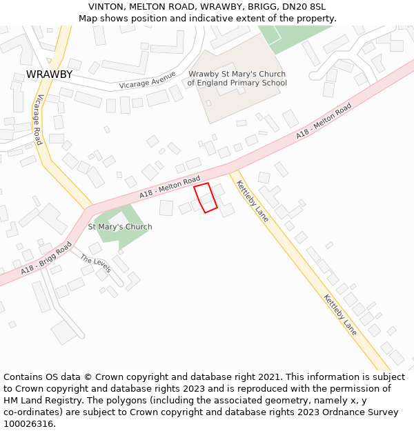 VINTON, MELTON ROAD, WRAWBY, BRIGG, DN20 8SL: Location map and indicative extent of plot