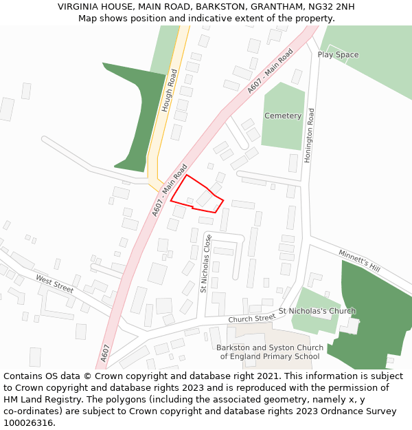 VIRGINIA HOUSE, MAIN ROAD, BARKSTON, GRANTHAM, NG32 2NH: Location map and indicative extent of plot