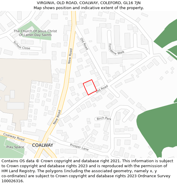 VIRGINIA, OLD ROAD, COALWAY, COLEFORD, GL16 7JN: Location map and indicative extent of plot