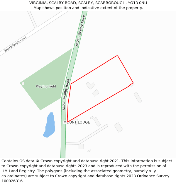 VIRGINIA, SCALBY ROAD, SCALBY, SCARBOROUGH, YO13 0NU: Location map and indicative extent of plot