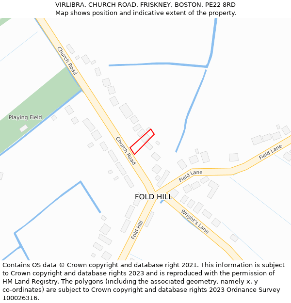 VIRLIBRA, CHURCH ROAD, FRISKNEY, BOSTON, PE22 8RD: Location map and indicative extent of plot