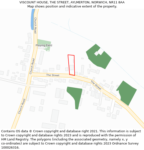 VISCOUNT HOUSE, THE STREET, AYLMERTON, NORWICH, NR11 8AA: Location map and indicative extent of plot