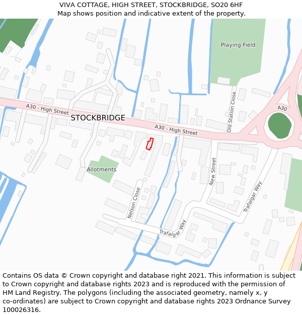 VIVA COTTAGE, HIGH STREET, STOCKBRIDGE, SO20 6HF: Location map and indicative extent of plot