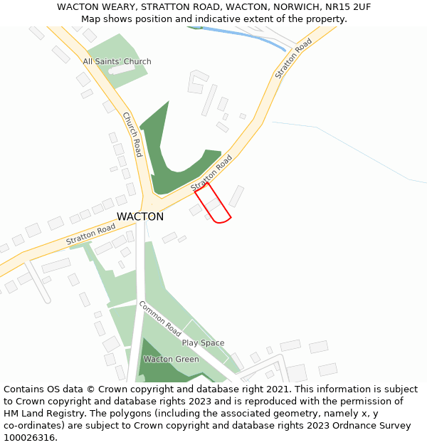 WACTON WEARY, STRATTON ROAD, WACTON, NORWICH, NR15 2UF: Location map and indicative extent of plot