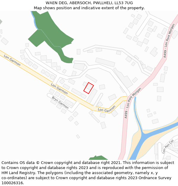 WAEN DEG, ABERSOCH, PWLLHELI, LL53 7UG: Location map and indicative extent of plot