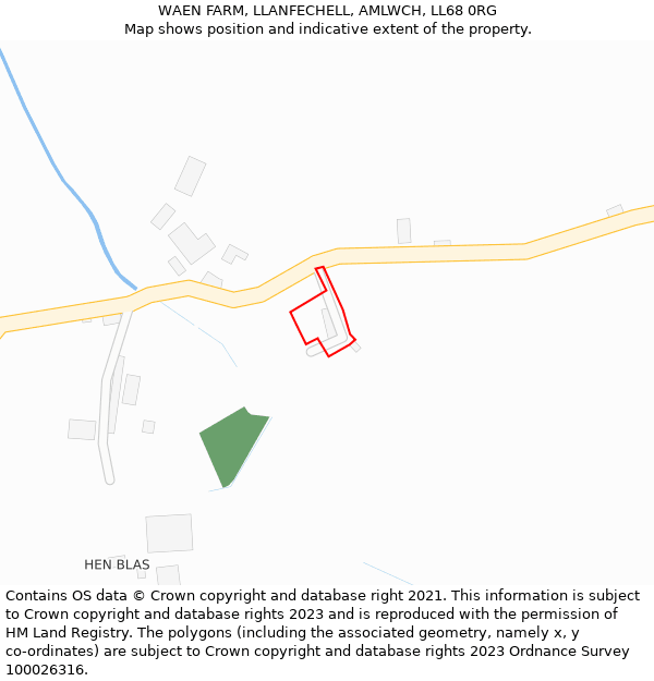 WAEN FARM, LLANFECHELL, AMLWCH, LL68 0RG: Location map and indicative extent of plot