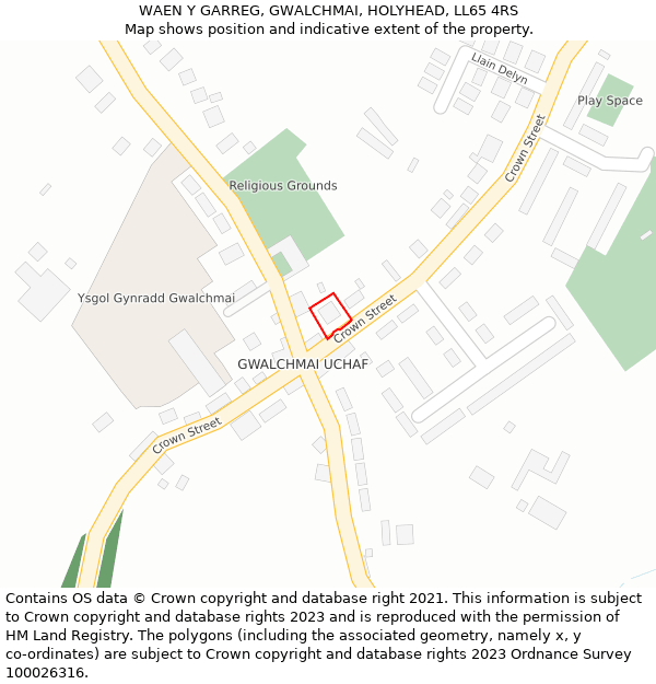 WAEN Y GARREG, GWALCHMAI, HOLYHEAD, LL65 4RS: Location map and indicative extent of plot