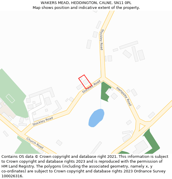 WAKERS MEAD, HEDDINGTON, CALNE, SN11 0PL: Location map and indicative extent of plot