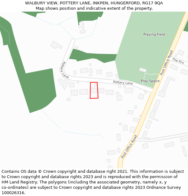 WALBURY VIEW, POTTERY LANE, INKPEN, HUNGERFORD, RG17 9QA: Location map and indicative extent of plot