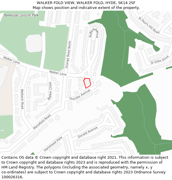 WALKER FOLD VIEW, WALKER FOLD, HYDE, SK14 2SF: Location map and indicative extent of plot