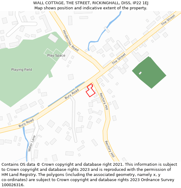 WALL COTTAGE, THE STREET, RICKINGHALL, DISS, IP22 1EJ: Location map and indicative extent of plot