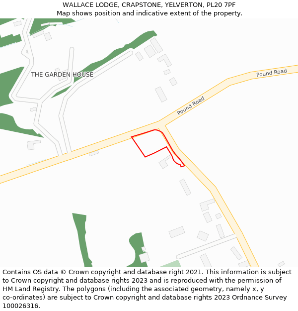 WALLACE LODGE, CRAPSTONE, YELVERTON, PL20 7PF: Location map and indicative extent of plot