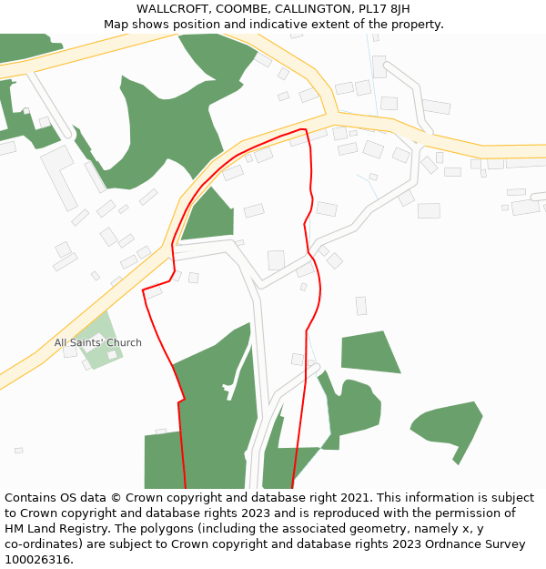 WALLCROFT, COOMBE, CALLINGTON, PL17 8JH: Location map and indicative extent of plot