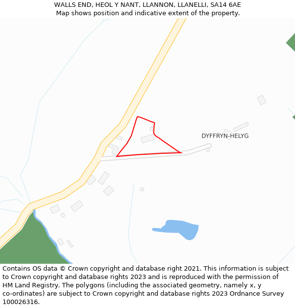 WALLS END, HEOL Y NANT, LLANNON, LLANELLI, SA14 6AE: Location map and indicative extent of plot