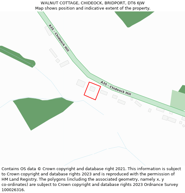 WALNUT COTTAGE, CHIDEOCK, BRIDPORT, DT6 6JW: Location map and indicative extent of plot