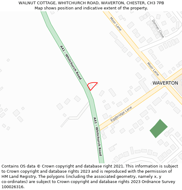 WALNUT COTTAGE, WHITCHURCH ROAD, WAVERTON, CHESTER, CH3 7PB: Location map and indicative extent of plot