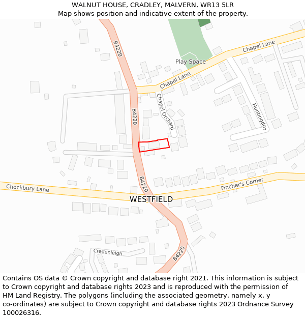 WALNUT HOUSE, CRADLEY, MALVERN, WR13 5LR: Location map and indicative extent of plot