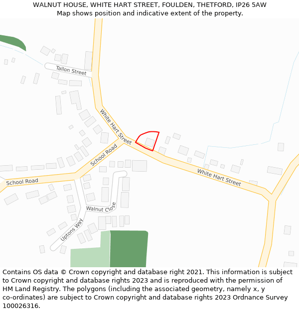 WALNUT HOUSE, WHITE HART STREET, FOULDEN, THETFORD, IP26 5AW: Location map and indicative extent of plot