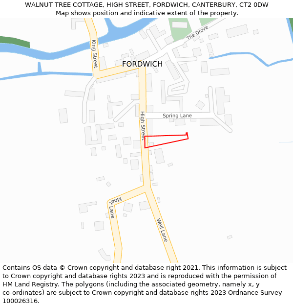 WALNUT TREE COTTAGE, HIGH STREET, FORDWICH, CANTERBURY, CT2 0DW: Location map and indicative extent of plot