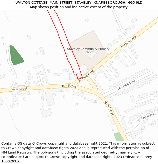 WALTON COTTAGE, MAIN STREET, STAVELEY, KNARESBOROUGH, HG5 9LD: Location map and indicative extent of plot