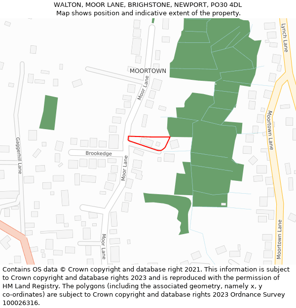 WALTON, MOOR LANE, BRIGHSTONE, NEWPORT, PO30 4DL: Location map and indicative extent of plot