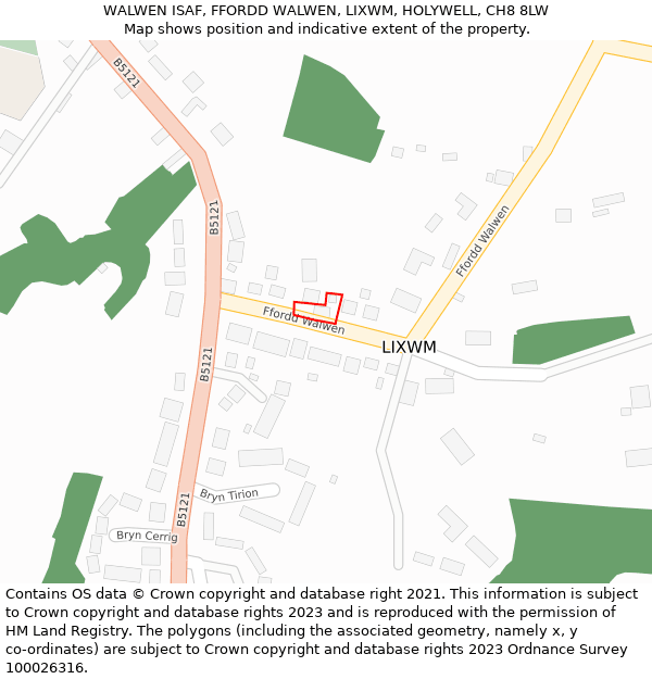 WALWEN ISAF, FFORDD WALWEN, LIXWM, HOLYWELL, CH8 8LW: Location map and indicative extent of plot