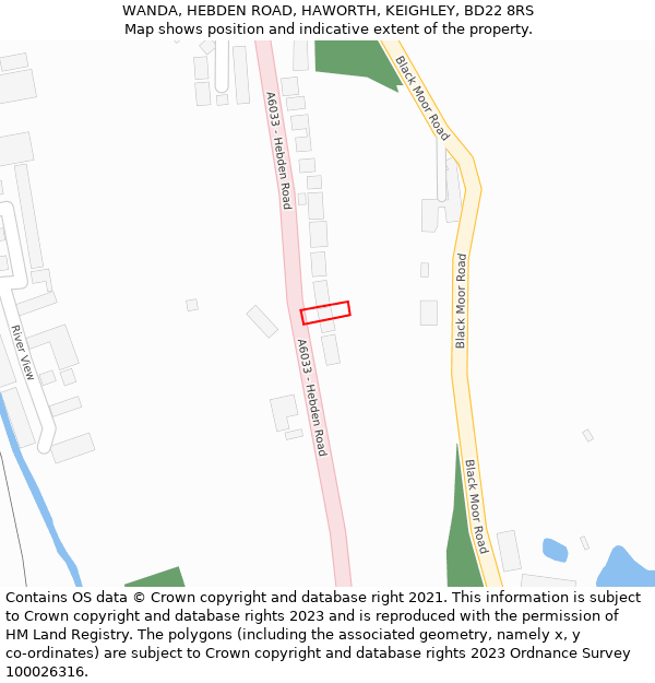 WANDA, HEBDEN ROAD, HAWORTH, KEIGHLEY, BD22 8RS: Location map and indicative extent of plot