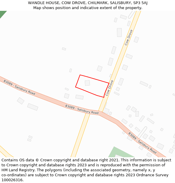 WANDLE HOUSE, COW DROVE, CHILMARK, SALISBURY, SP3 5AJ: Location map and indicative extent of plot
