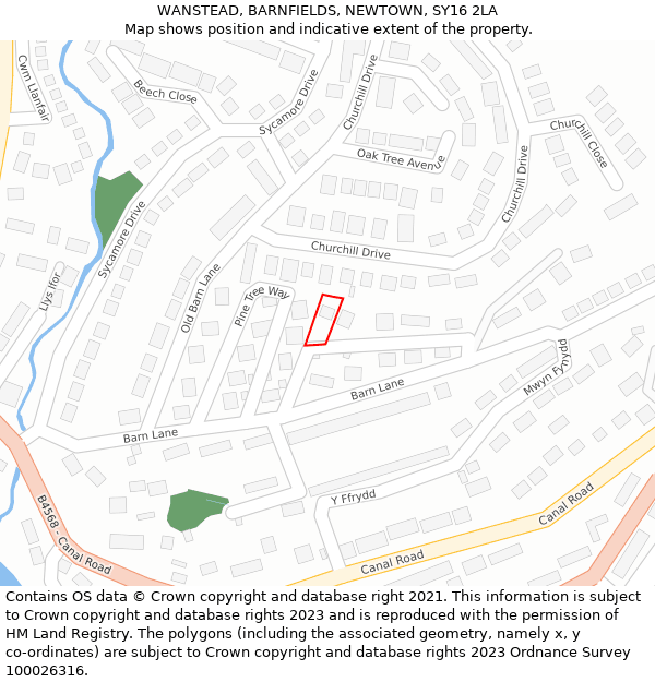 WANSTEAD, BARNFIELDS, NEWTOWN, SY16 2LA: Location map and indicative extent of plot