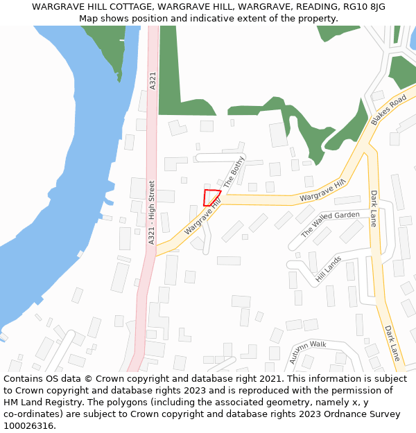 WARGRAVE HILL COTTAGE, WARGRAVE HILL, WARGRAVE, READING, RG10 8JG: Location map and indicative extent of plot