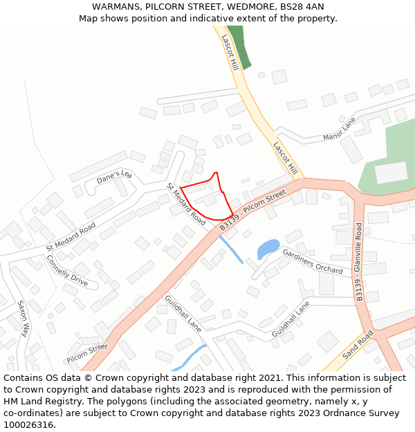WARMANS, PILCORN STREET, WEDMORE, BS28 4AN: Location map and indicative extent of plot