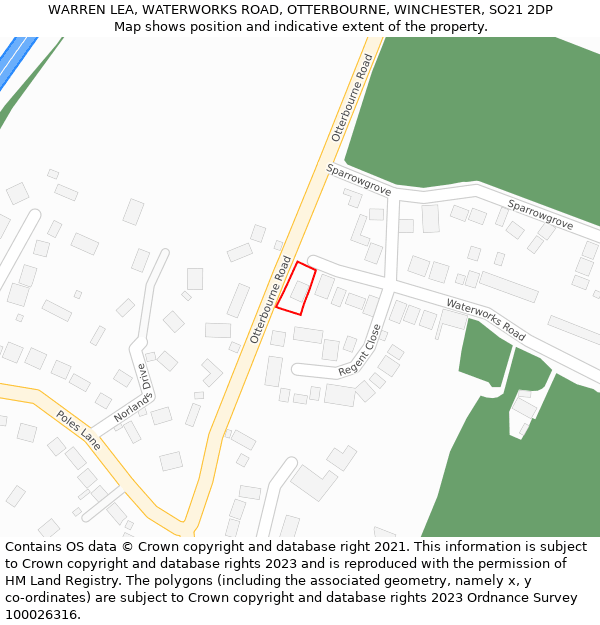 WARREN LEA, WATERWORKS ROAD, OTTERBOURNE, WINCHESTER, SO21 2DP: Location map and indicative extent of plot