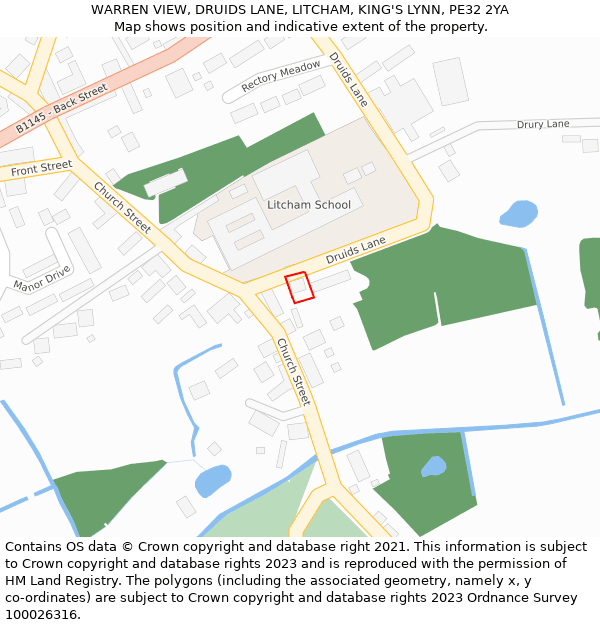 WARREN VIEW, DRUIDS LANE, LITCHAM, KING'S LYNN, PE32 2YA: Location map and indicative extent of plot