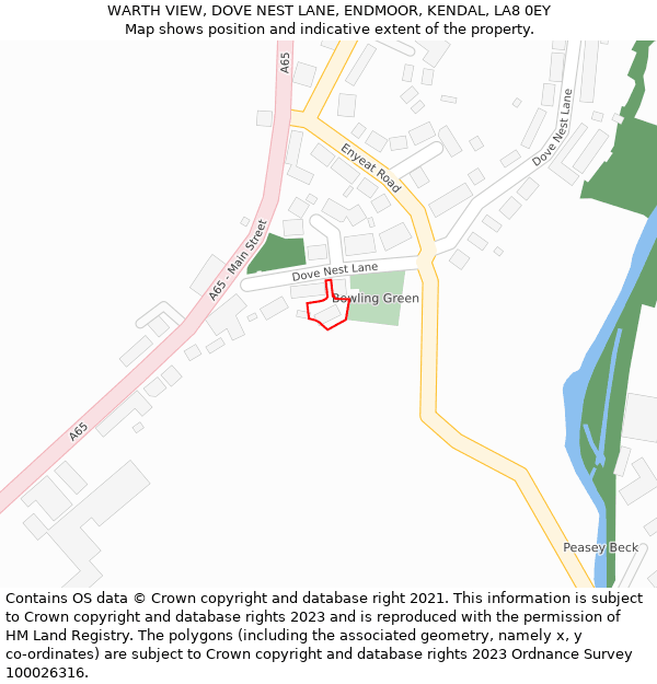 WARTH VIEW, DOVE NEST LANE, ENDMOOR, KENDAL, LA8 0EY: Location map and indicative extent of plot