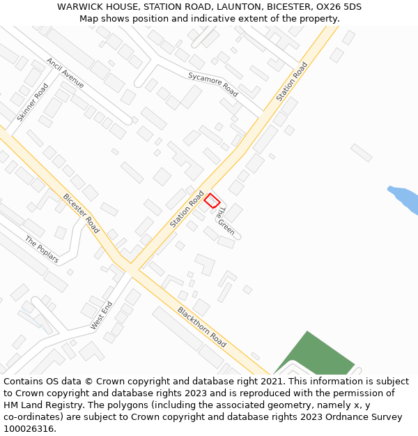 WARWICK HOUSE, STATION ROAD, LAUNTON, BICESTER, OX26 5DS: Location map and indicative extent of plot