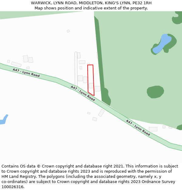 WARWICK, LYNN ROAD, MIDDLETON, KING'S LYNN, PE32 1RH: Location map and indicative extent of plot