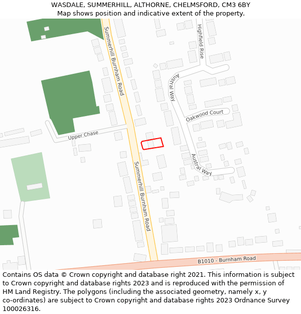 WASDALE, SUMMERHILL, ALTHORNE, CHELMSFORD, CM3 6BY: Location map and indicative extent of plot