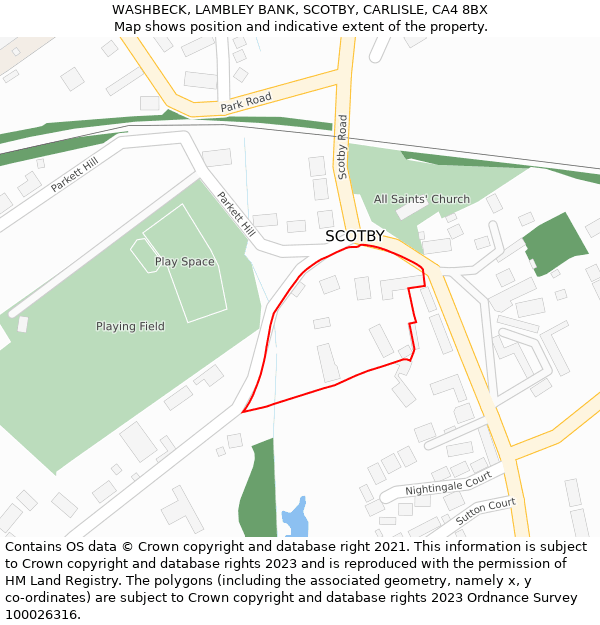 WASHBECK, LAMBLEY BANK, SCOTBY, CARLISLE, CA4 8BX: Location map and indicative extent of plot