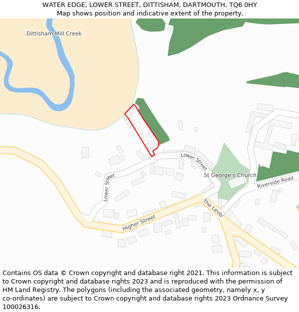 WATER EDGE, LOWER STREET, DITTISHAM, DARTMOUTH, TQ6 0HY: Location map and indicative extent of plot