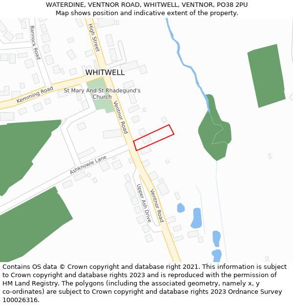 WATERDINE, VENTNOR ROAD, WHITWELL, VENTNOR, PO38 2PU: Location map and indicative extent of plot