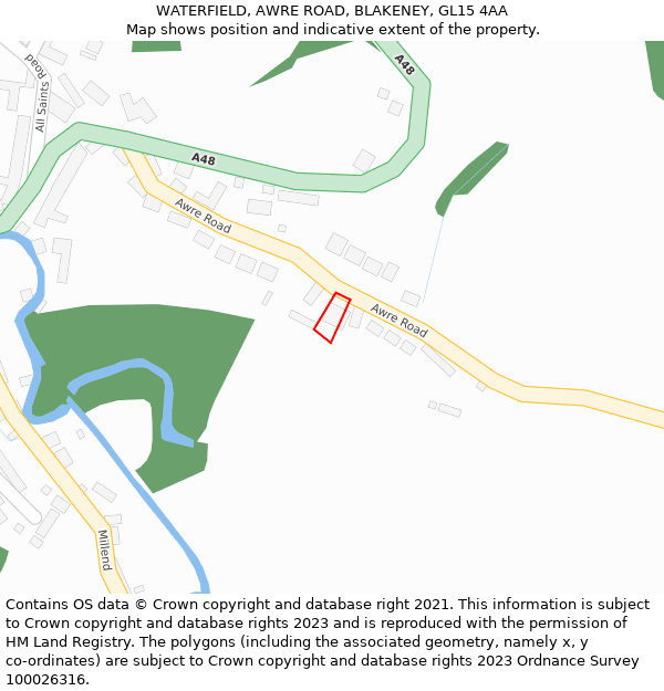 WATERFIELD, AWRE ROAD, BLAKENEY, GL15 4AA: Location map and indicative extent of plot