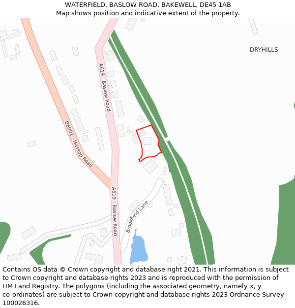 WATERFIELD, BASLOW ROAD, BAKEWELL, DE45 1AB: Location map and indicative extent of plot