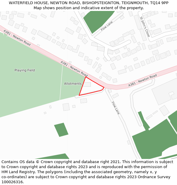 WATERFIELD HOUSE, NEWTON ROAD, BISHOPSTEIGNTON, TEIGNMOUTH, TQ14 9PP: Location map and indicative extent of plot