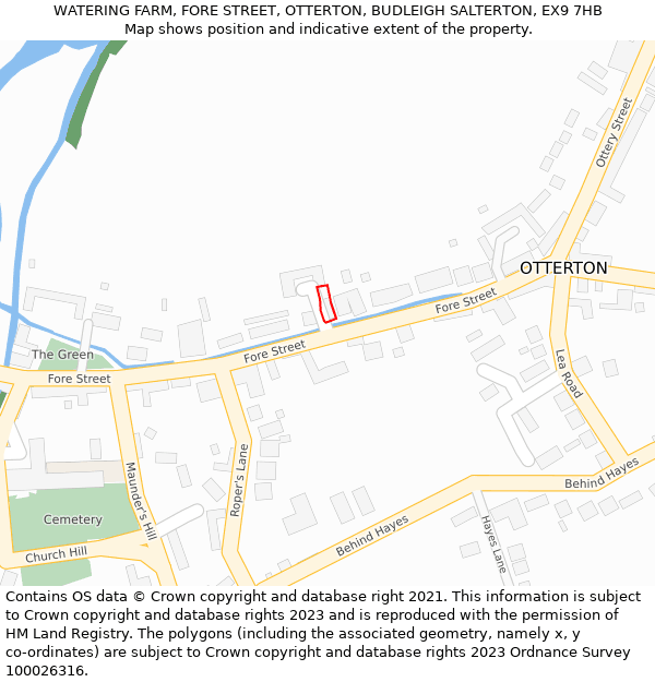 WATERING FARM, FORE STREET, OTTERTON, BUDLEIGH SALTERTON, EX9 7HB: Location map and indicative extent of plot