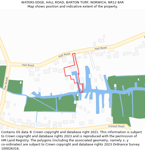 WATERS EDGE, HALL ROAD, BARTON TURF, NORWICH, NR12 8AR: Location map and indicative extent of plot