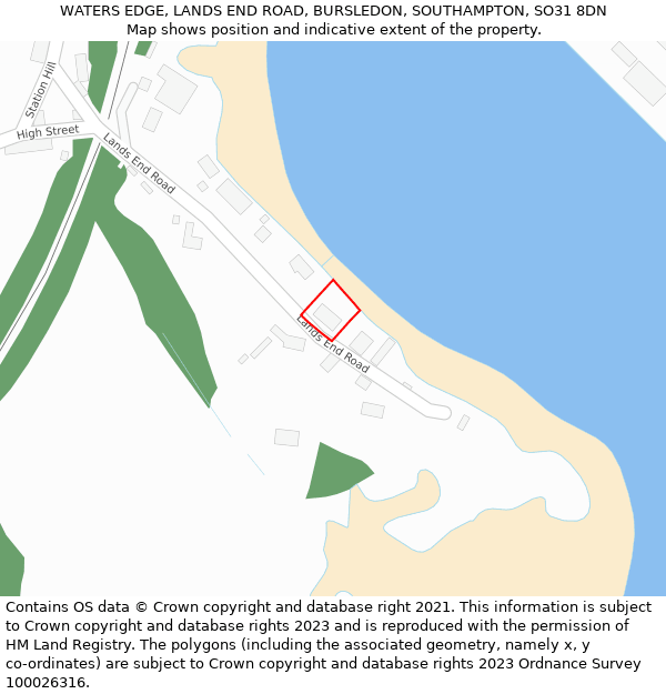 WATERS EDGE, LANDS END ROAD, BURSLEDON, SOUTHAMPTON, SO31 8DN: Location map and indicative extent of plot