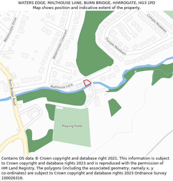 WATERS EDGE, MALTHOUSE LANE, BURN BRIDGE, HARROGATE, HG3 1PD: Location map and indicative extent of plot