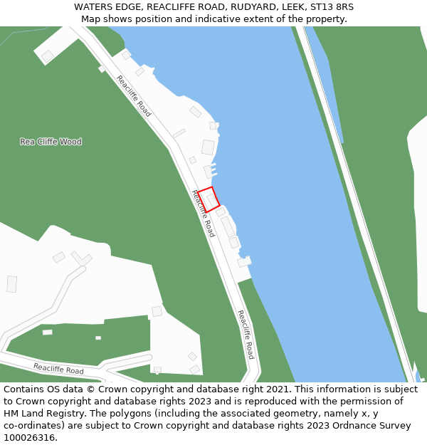 WATERS EDGE, REACLIFFE ROAD, RUDYARD, LEEK, ST13 8RS: Location map and indicative extent of plot