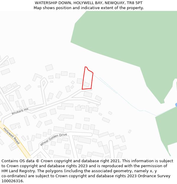 WATERSHIP DOWN, HOLYWELL BAY, NEWQUAY, TR8 5PT: Location map and indicative extent of plot