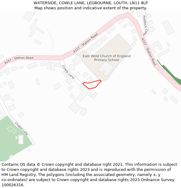 WATERSIDE, COWLE LANE, LEGBOURNE, LOUTH, LN11 8LP: Location map and indicative extent of plot